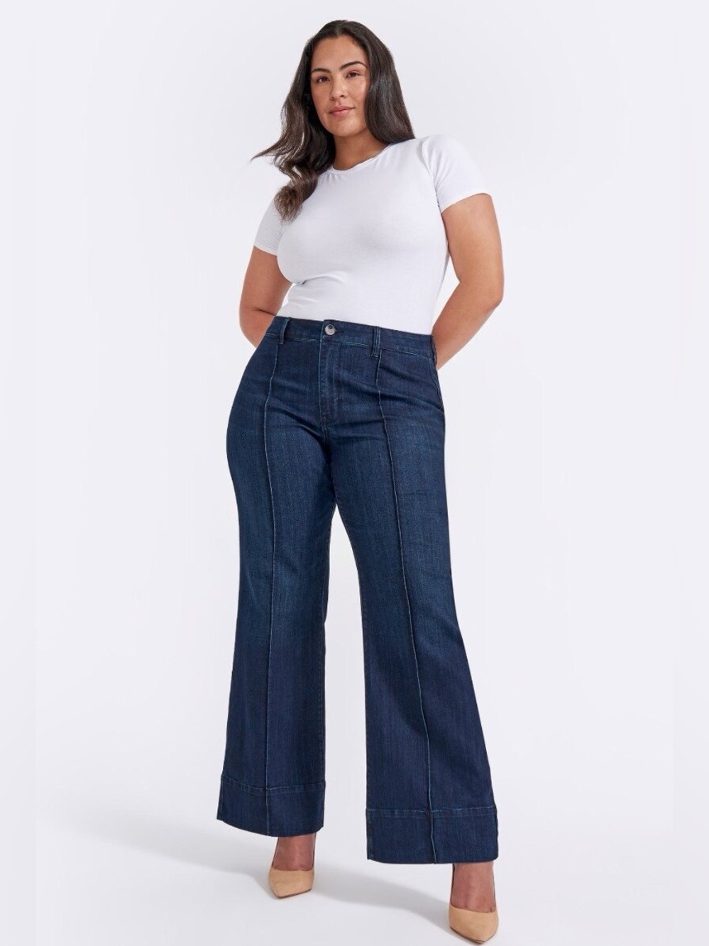 Seven For All Mankind High Rise Wide Leg Pintuck Jeans - Size 14